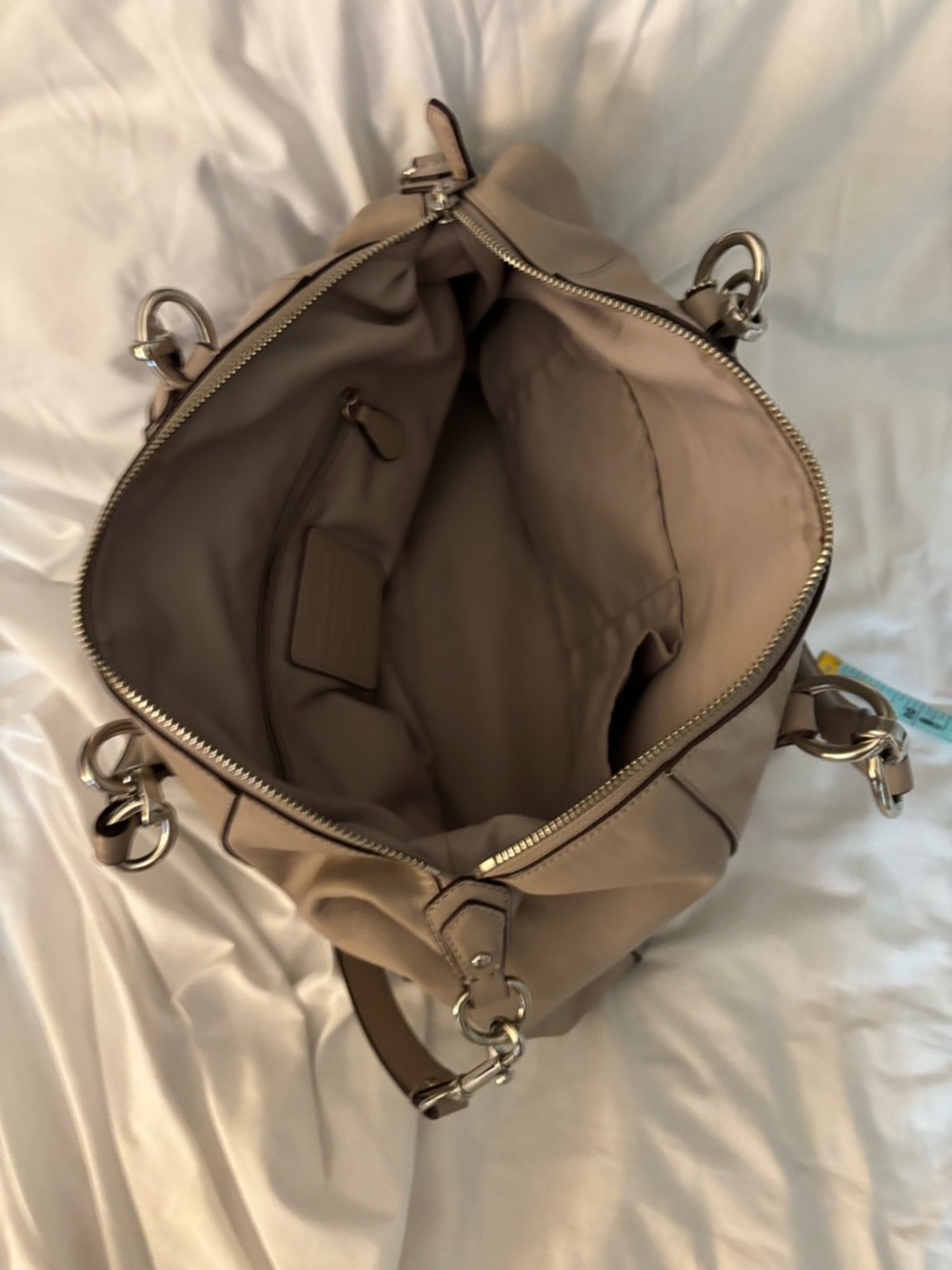Coach Beige Leather Satchel with Top Handles - Picture 3 of 4